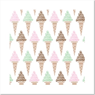 Cute Pastel Summertime Ice Cream Cones Pattern Posters and Art